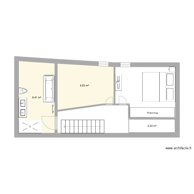 1er étage. Plan de 3 pièces et 20 m2