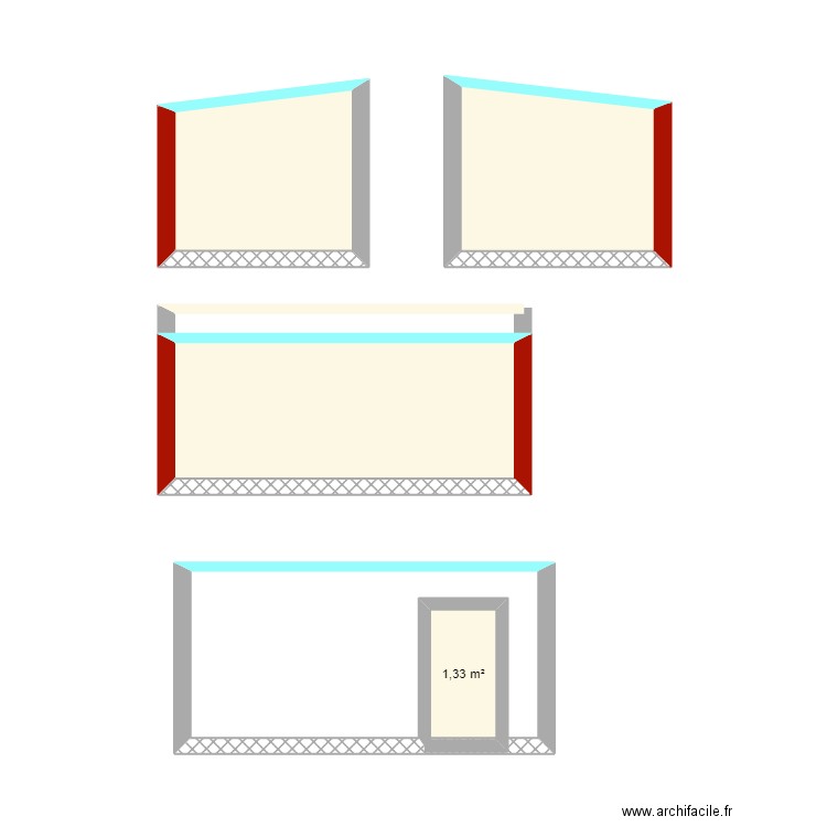 plan de coupe local velo. Plan de 4 pièces et 17 m2