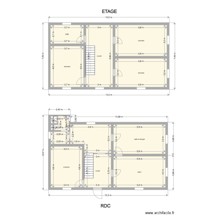 maison SCHNEIDER avec cotations. Plan de 0 pièce et 0 m2