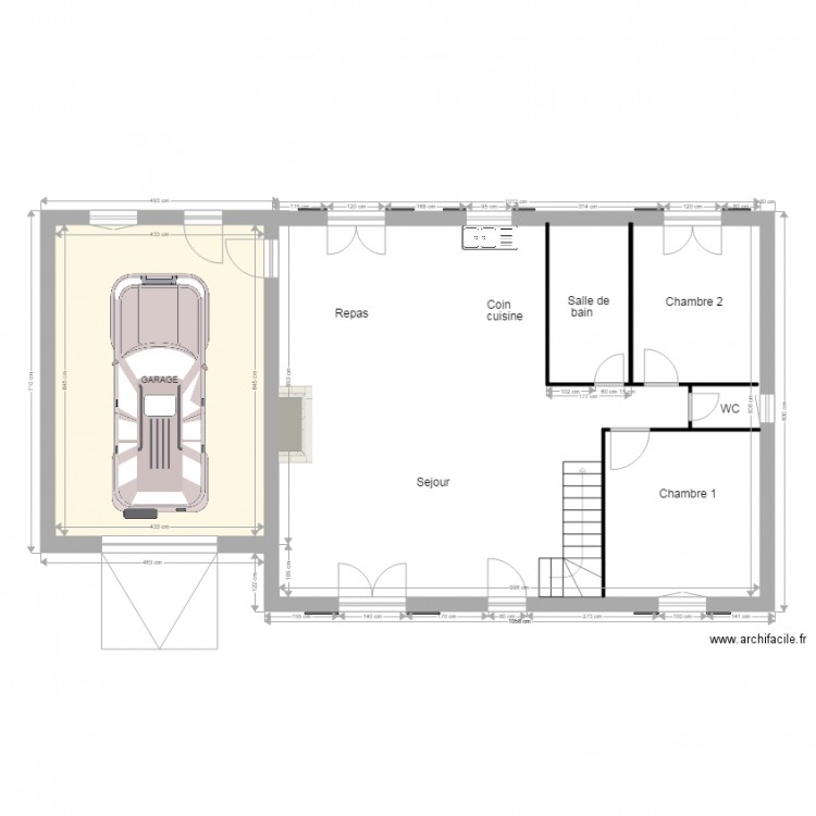 Maison aprés extension. Plan de 0 pièce et 0 m2