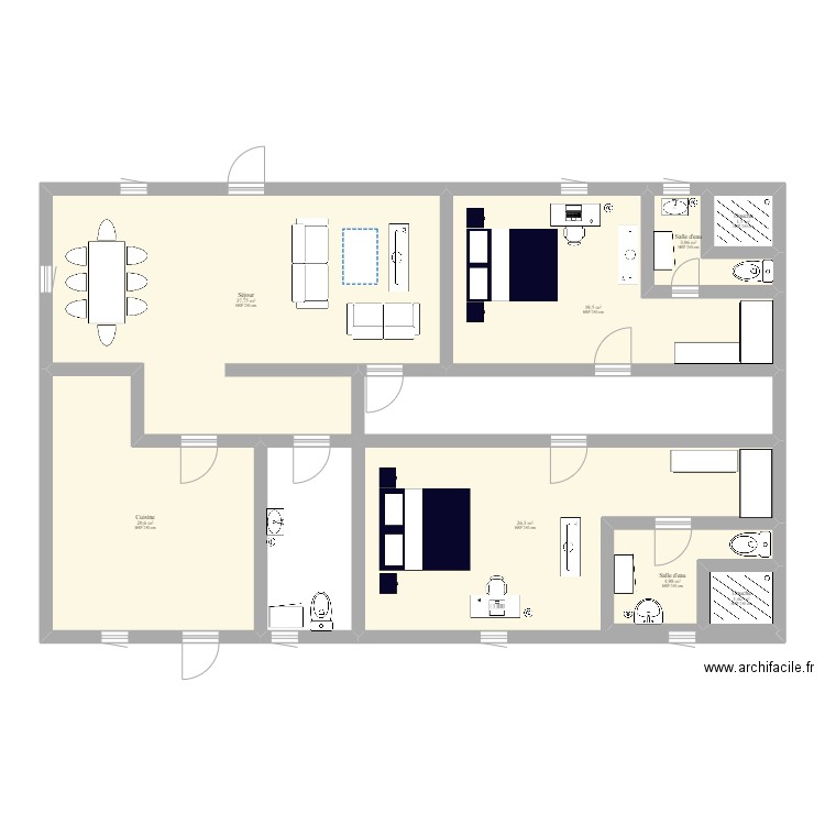 Plan définitif de Francis. Plan de 8 pièces et 115 m2