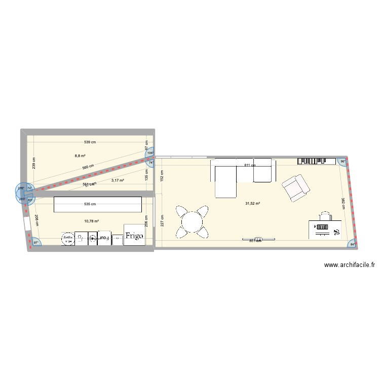 essai. Plan de 4 pièces et 54 m2