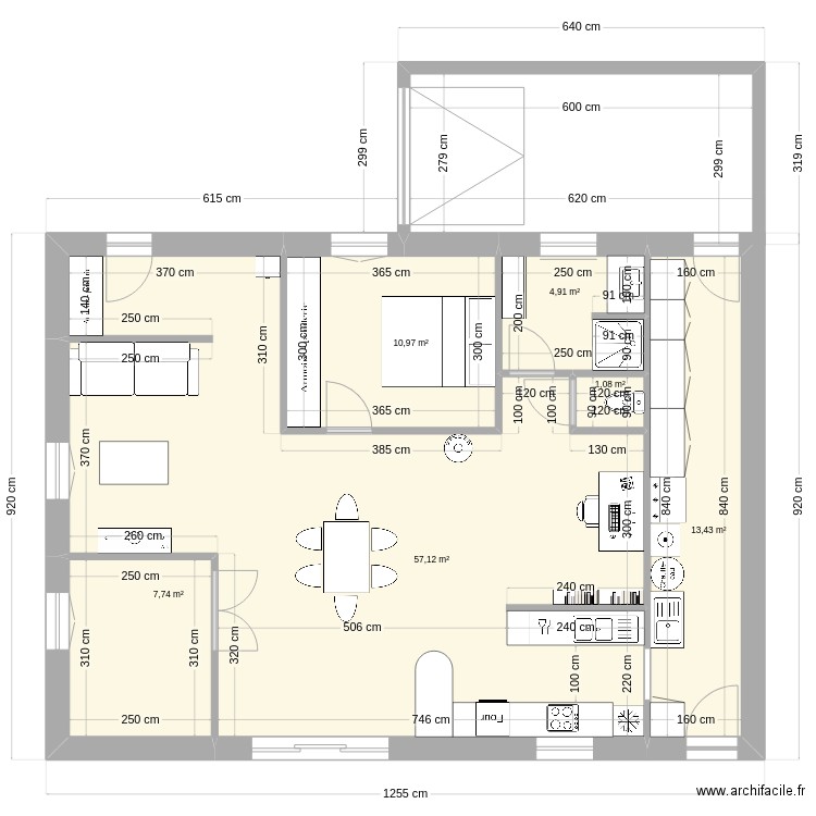 Lino_RdC_Ar. Plan de 6 pièces et 95 m2