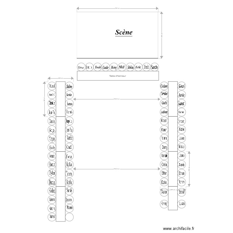 plan de table. Plan de 0 pièce et 0 m2