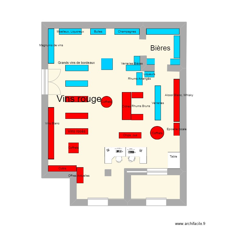 Zone chaude, froide Ludivigne. Plan de 2 pièces et 33 m2