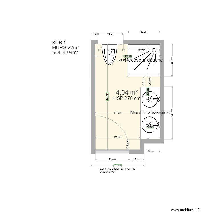 SDB 1. Plan de 0 pièce et 0 m2