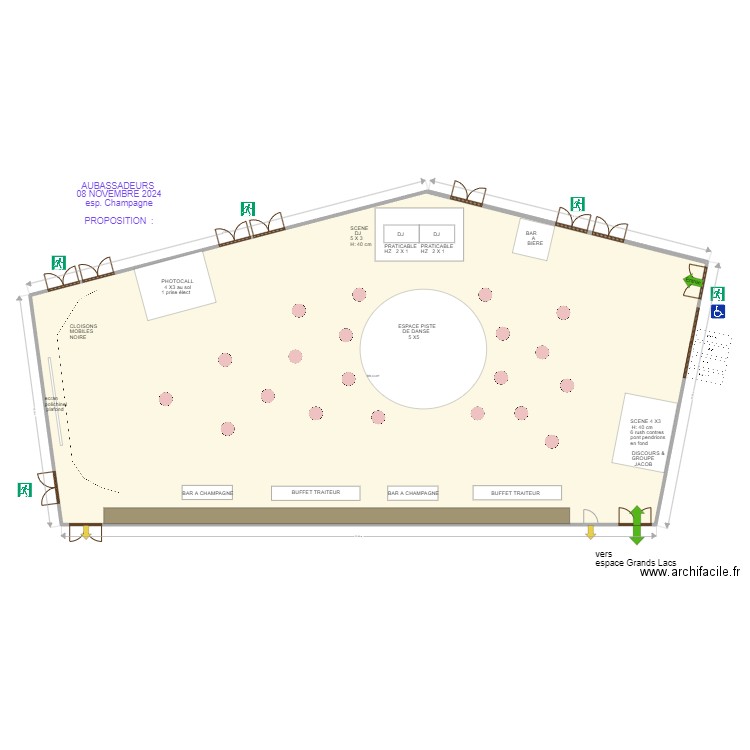 espace champagne AUBASSADEURS DERNIER  08 11 2024 . Plan de 1 pièce et 584 m2