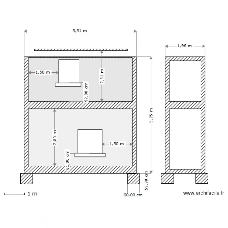 FACADE SUD   MUR RETOUR. Plan de 0 pièce et 0 m2