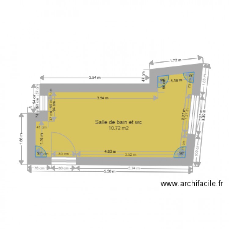 Salle de bain avant travaux. Plan de 0 pièce et 0 m2