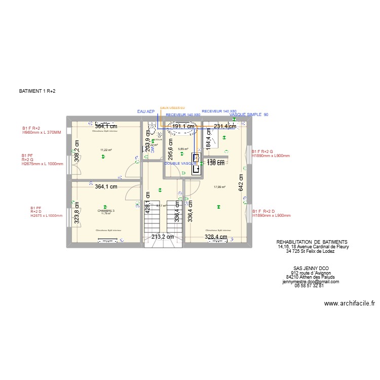 BAT 1 R+2 ST FELIX. Plan de 6 pièces et 57 m2