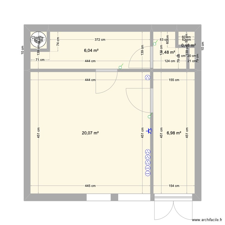 Plan Electricité local CMCT. Plan de 5 pièces et 35 m2