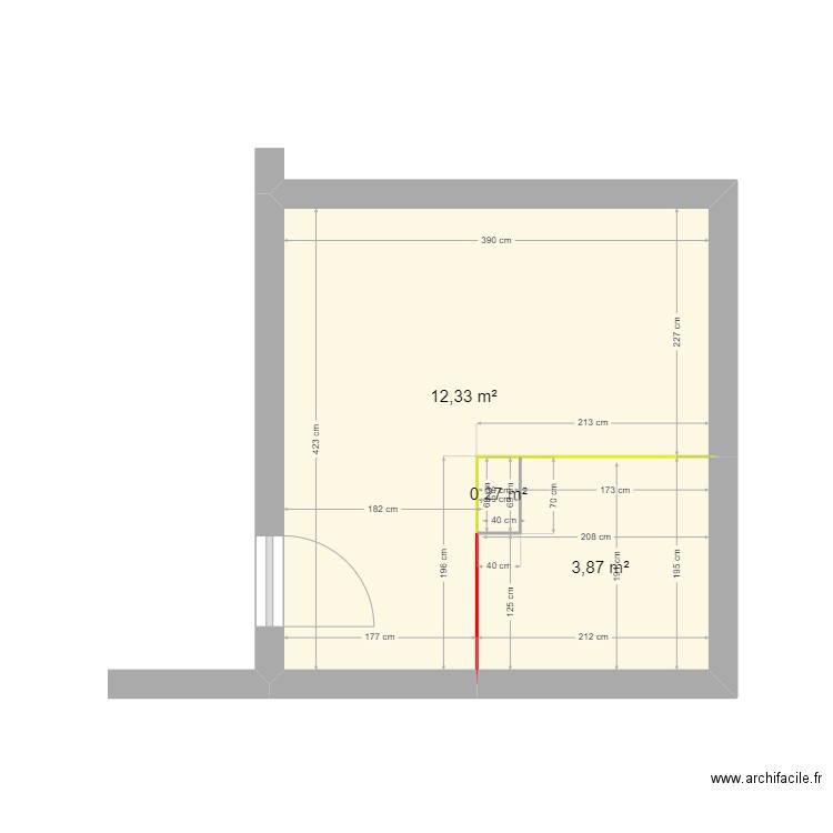 salle de bain 2. Plan de 3 pièces et 16 m2