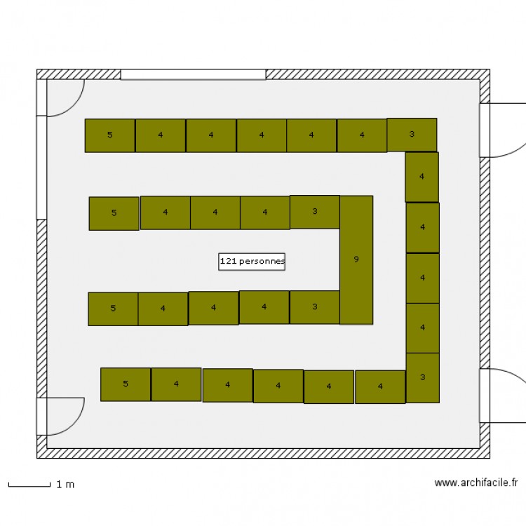 Salle des fetes en U. Plan de 0 pièce et 0 m2