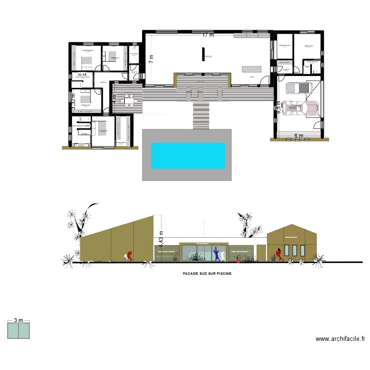 VUE EN PLAN 01. Plan de 16 pièces et 286 m2