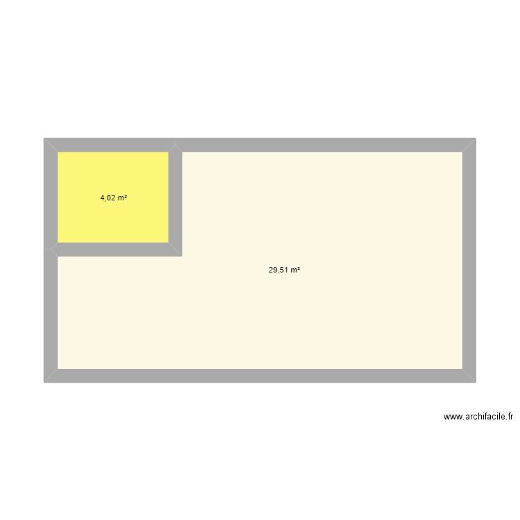 Plan chatterie lycée. Plan de 2 pièces et 34 m2