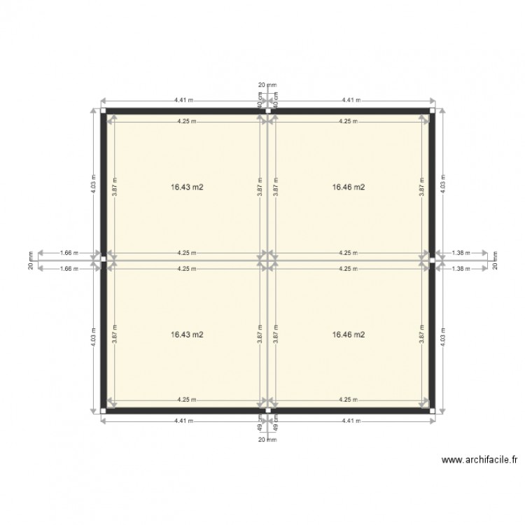 PLAN POTEAU FERME 1. Plan de 0 pièce et 0 m2