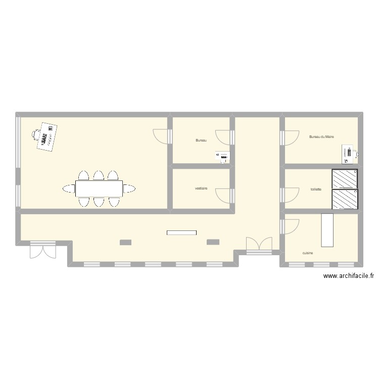 mairie de BC. Plan de 7 pièces et 132 m2