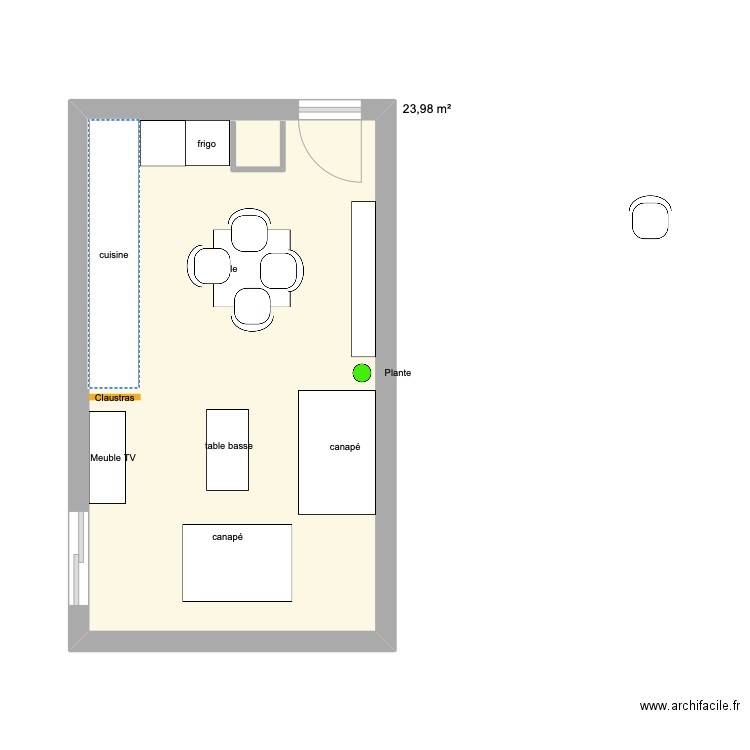 salle a manger 2. Plan de 1 pièce et 24 m2