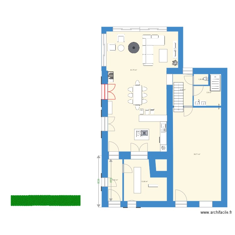 ChezMamie_version qui integre la remise Escalier dans cave. Plan de 15 pièces et 250 m2