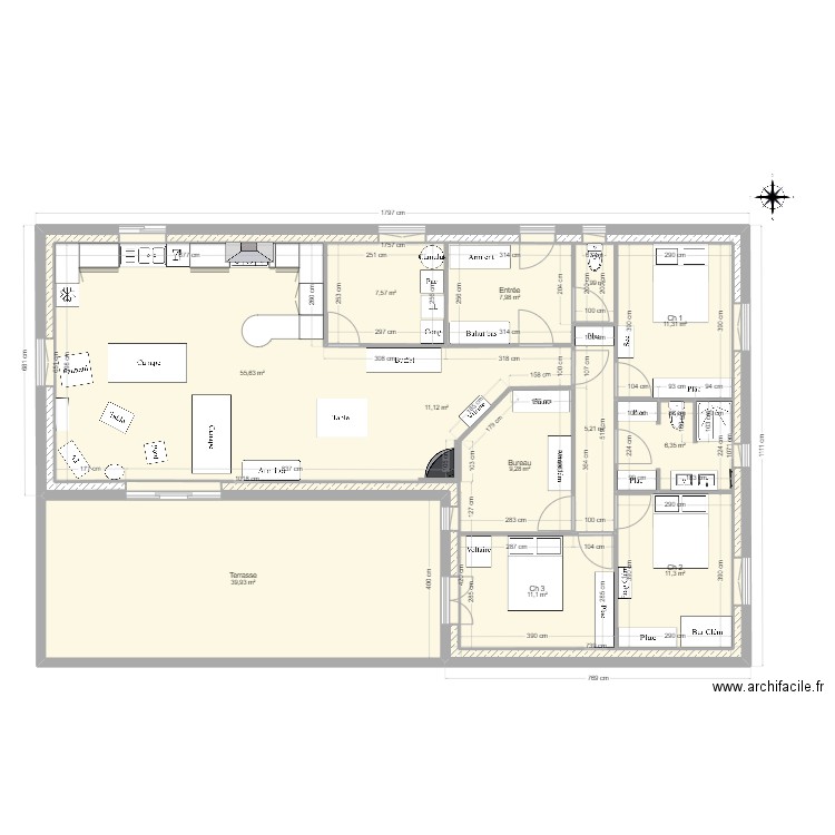 Dordogne Templier. Plan de 12 pièces et 313 m2