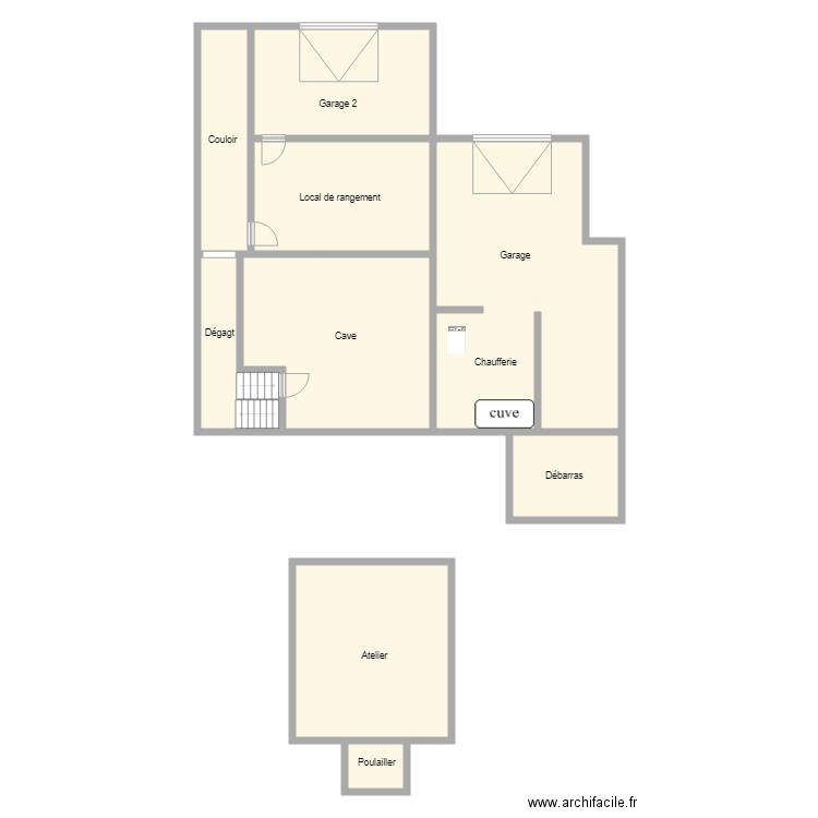 ASTIER REZ DE JARDIN . Plan de 7 pièces et 250 m2