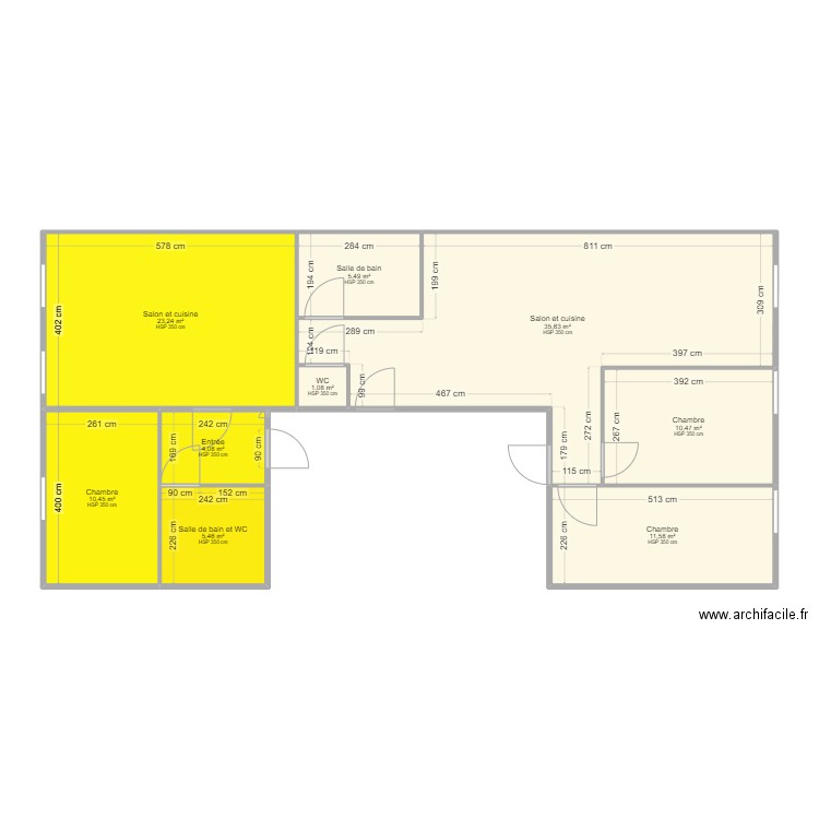 MARSEILLE 2. Plan de 9 pièces et 107 m2