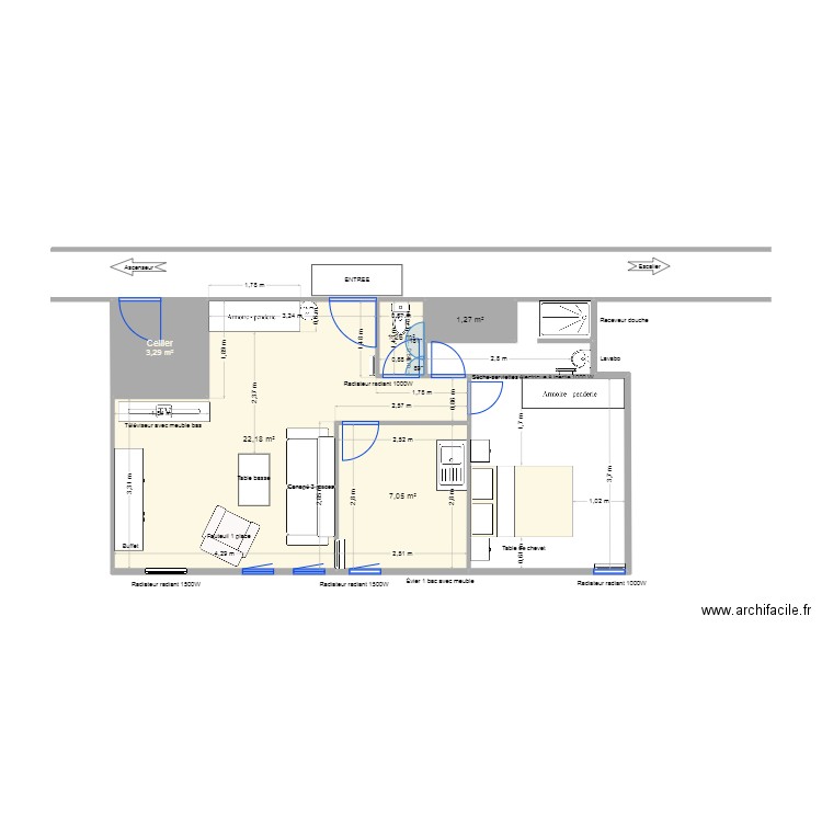 APPARTEMENT. Plan de 5 pièces et 35 m2