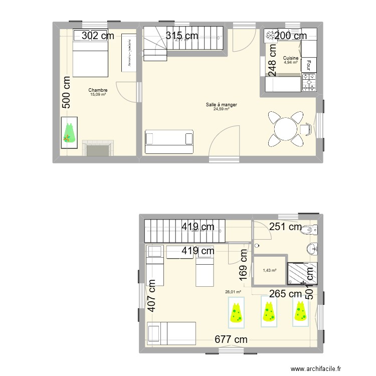 MAISON. Plan de 7 pièces et 81 m2