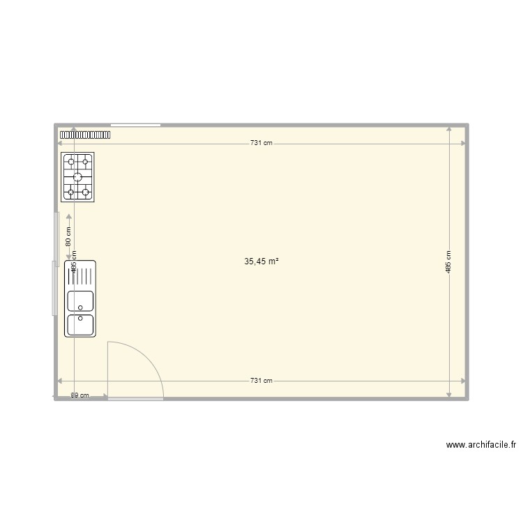 Cuisine Saint Longis. Plan de 1 pièce et 35 m2