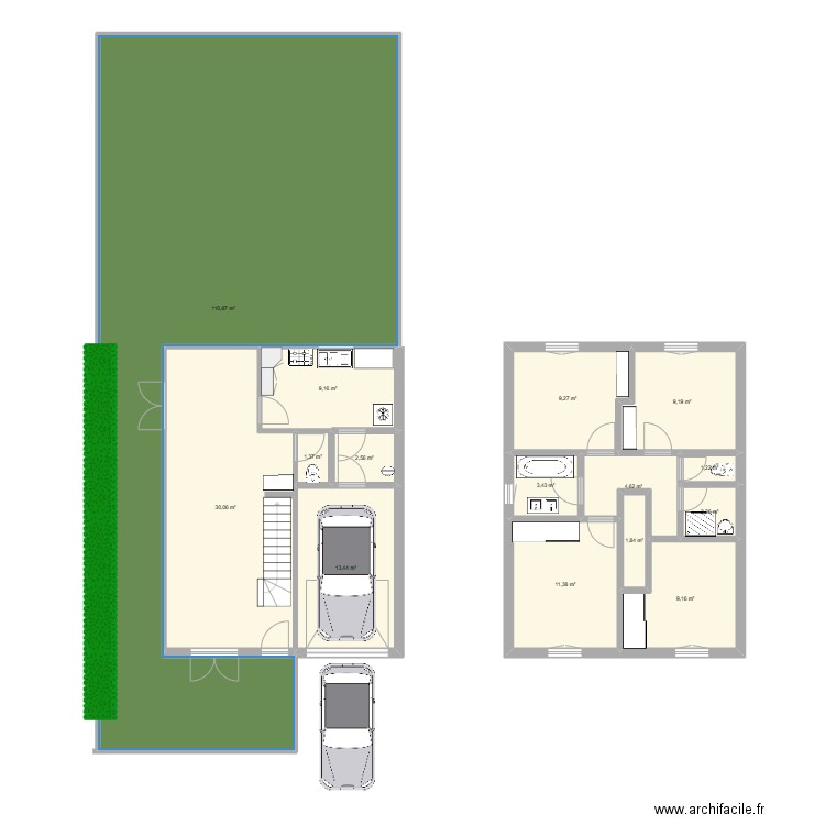 Casa1. Plan de 15 pièces et 220 m2