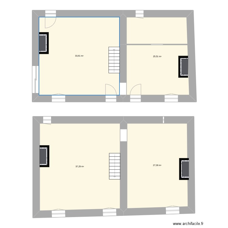 Jeansannes. Plan de 4 pièces et 124 m2