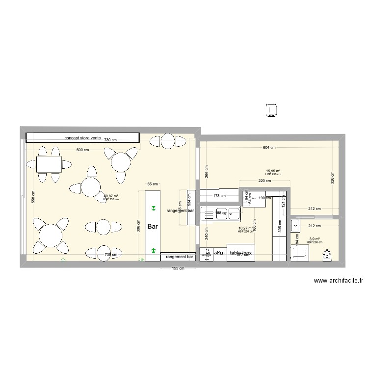 salle de the 2. Plan de 4 pièces et 71 m2