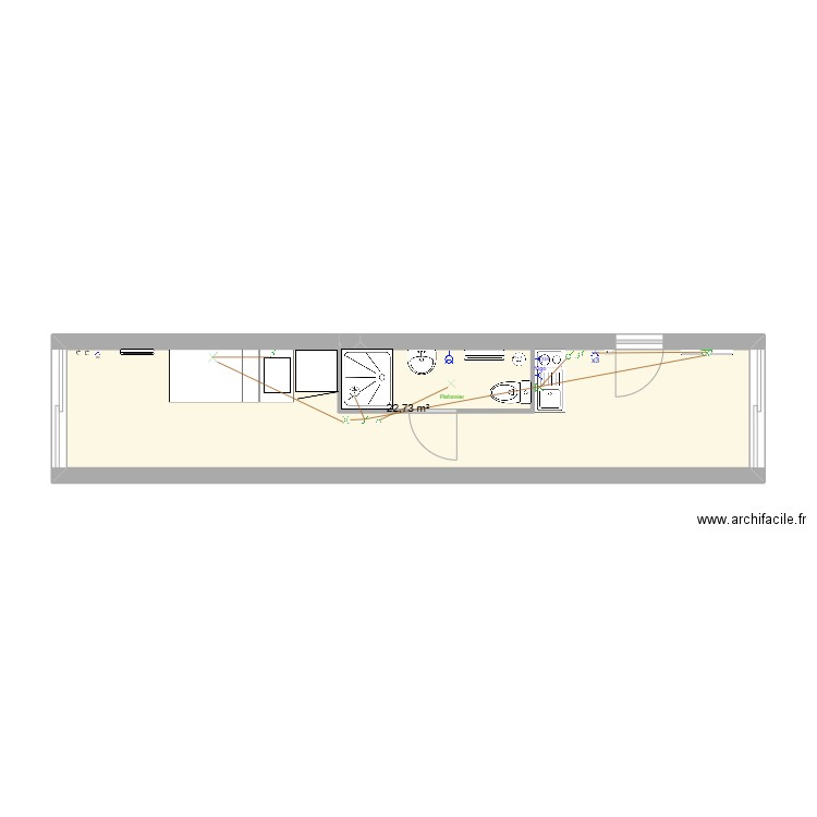 LOGEMENT étudient inma. Plan de 1 pièce et 23 m2