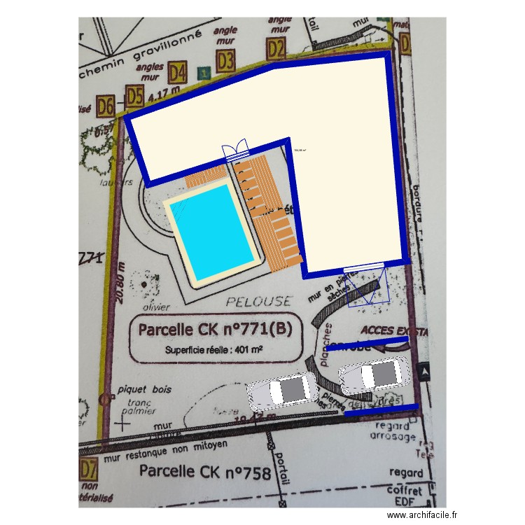 Plan maison L. Plan de 1 pièce et 105 m2