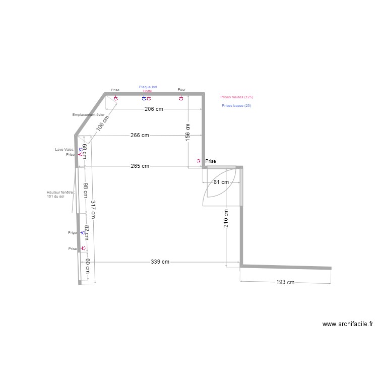 Détails cuisine. Plan de 0 pièce et 0 m2