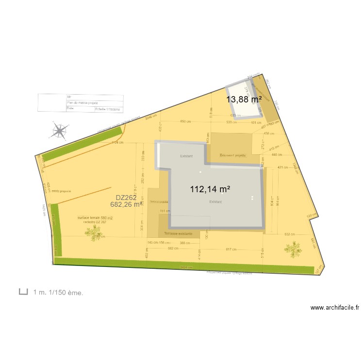 cad. Plan de 2 pièces et 126 m2