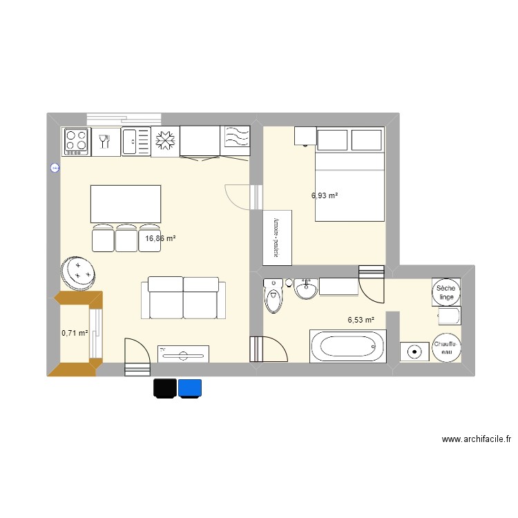 Maison 1. Plan de 4 pièces et 31 m2