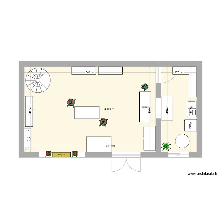 tp mco 2. Plan de 1 pièce et 34 m2