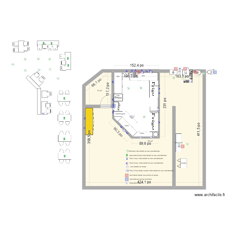 Lavaltrie. Plan de 2 pièces et 77 m2