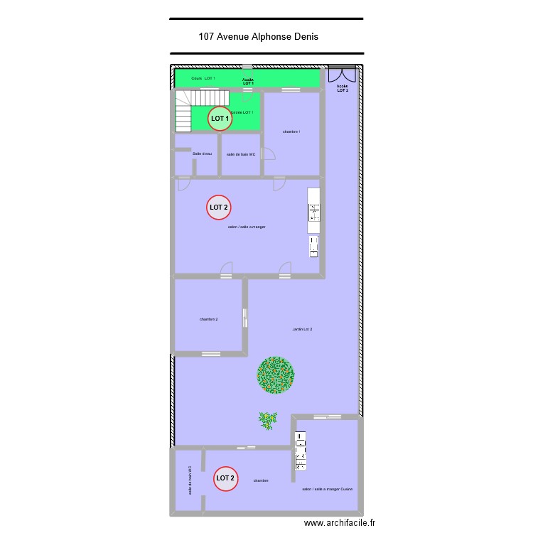 lot 1 et lot 2 v2. Plan de 9 pièces et 210 m2