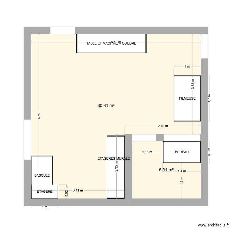 BLANCHISSERIE EXPEDITION. Plan de 2 pièces et 36 m2