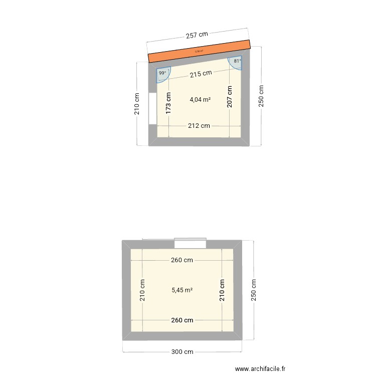 Abri de jardin . Plan de 2 pièces et 9 m2