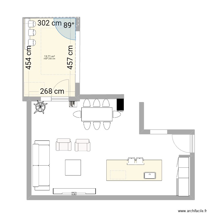 Map3. Plan de 1 pièce et 14 m2