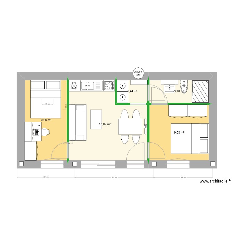 atelier 102Q tx2025 e. Plan de 5 pièces et 39 m2