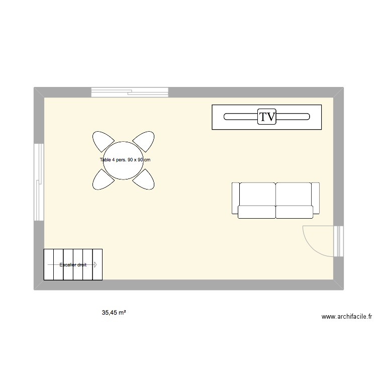 veranda. Plan de 1 pièce et 35 m2