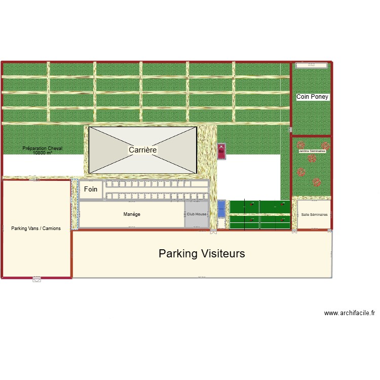 Ranch 2. Plan de 44 pièces et 1908 m2