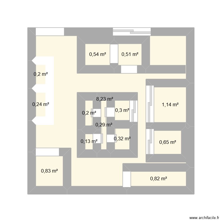 croquis. Plan de 14 pièces et 21 m2