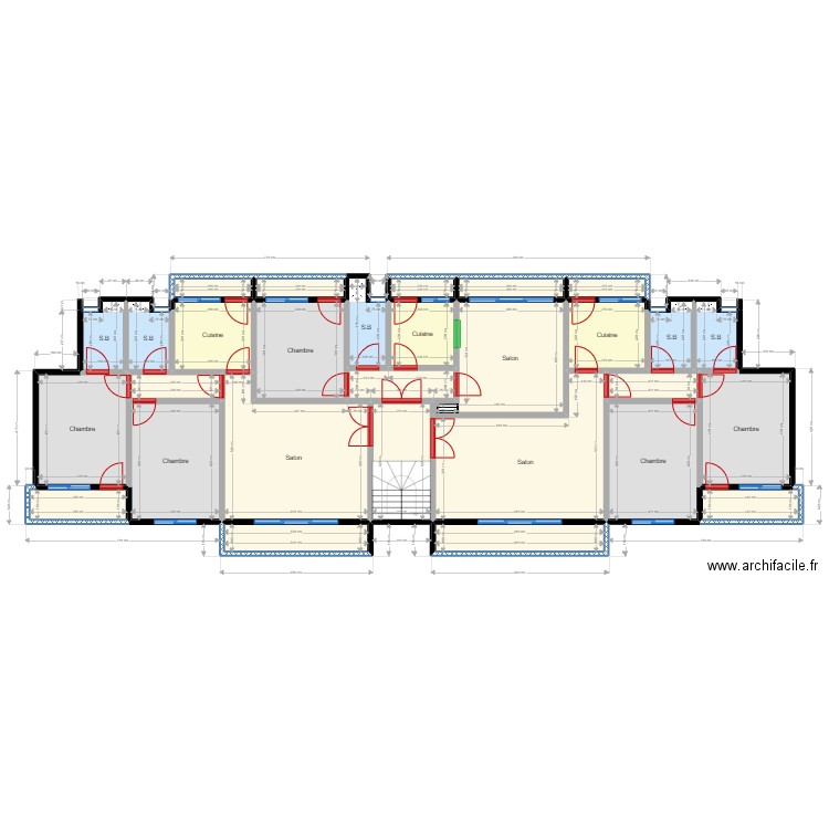 ANCIEN. Plan de 29 pièces et 211 m2