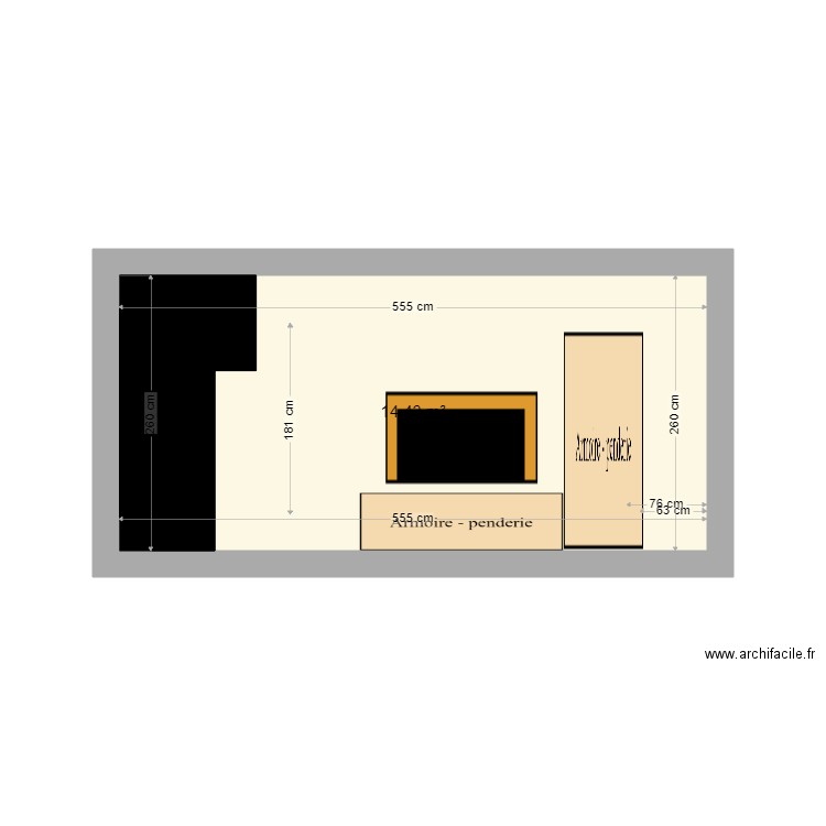 Vauxter8. Plan de 1 pièce et 14 m2