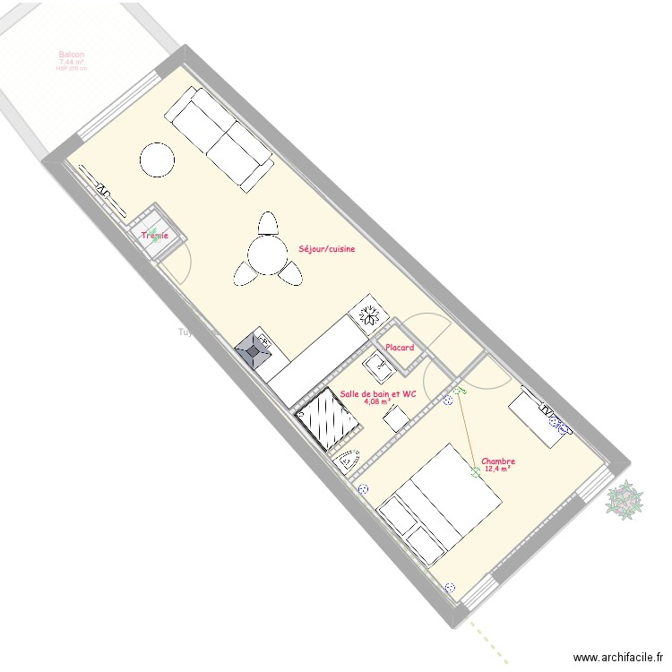 Projet rénovation remise. Plan de 9 pièces et 135 m2